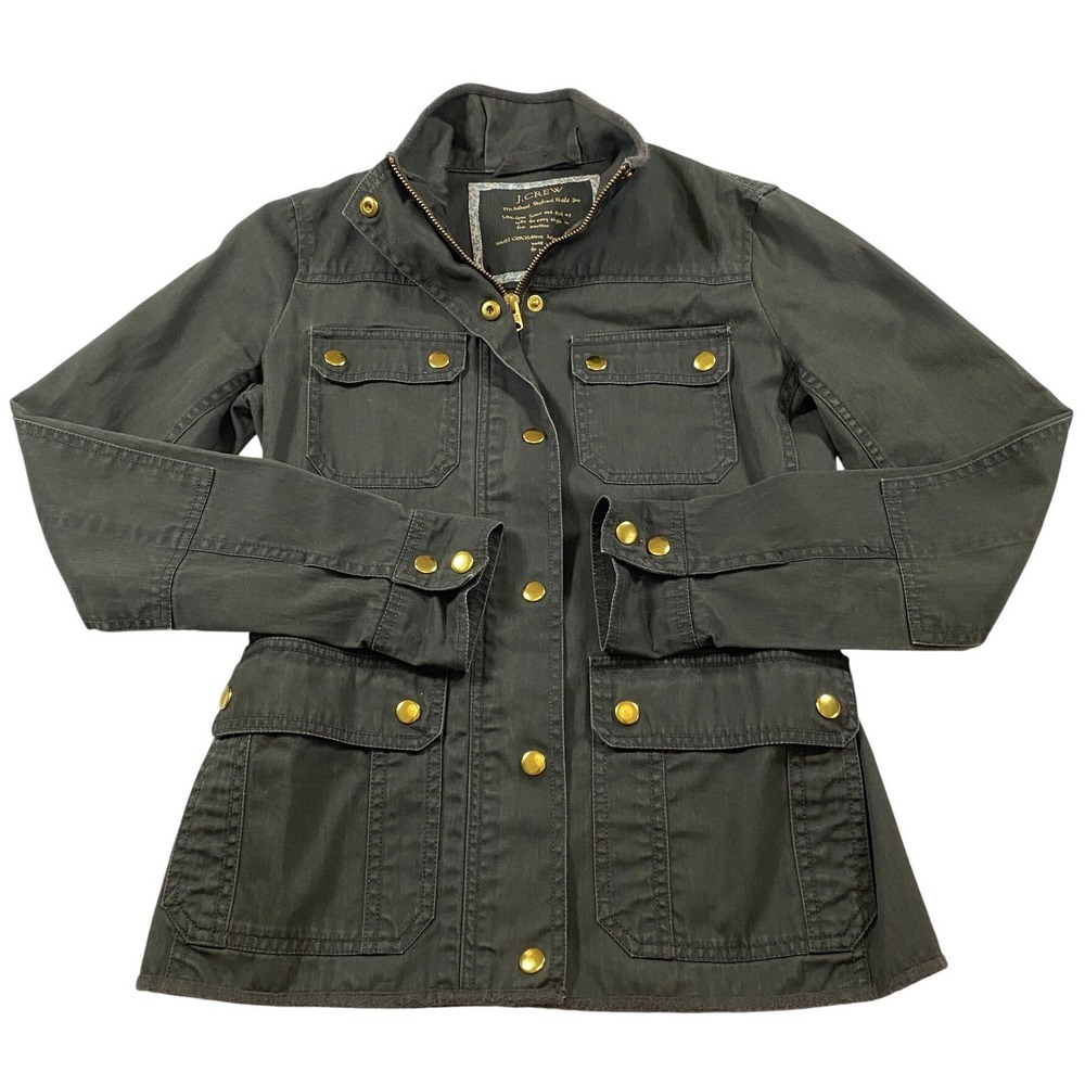 J.Crew Relaxed Boyfriend Field Jacket Barn Chore Charcoal Grey Gold Hardware XXS
